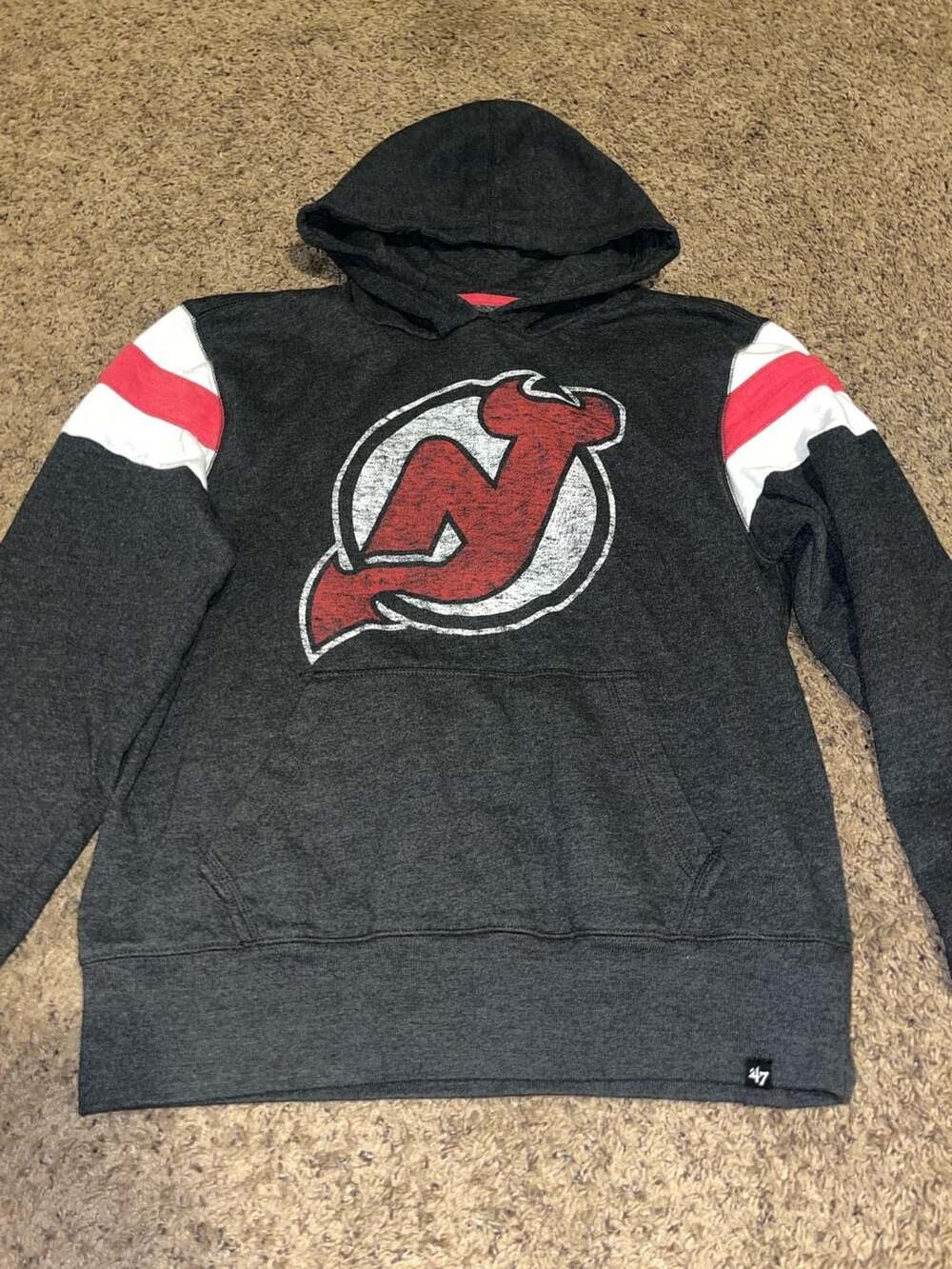 '47 Brand New Jersey Devils Headline Pullover Hoodie Charcoal Medium